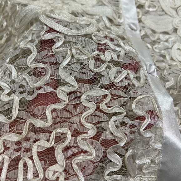 Fantazia Vintage lace Knit long sleeve blouse size S Small Sheer - Front Button - Picture 3 of 14